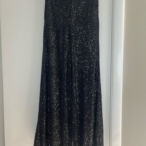 Elegant Black Sequin Wide Leg Pants